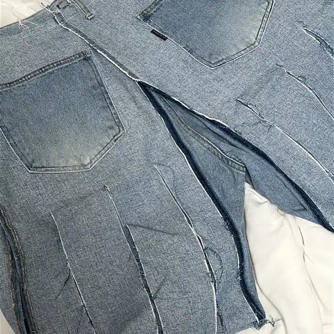 [BUNJANG] Surgery Remake Half Denim Blue / 써저리 remake half denim blue