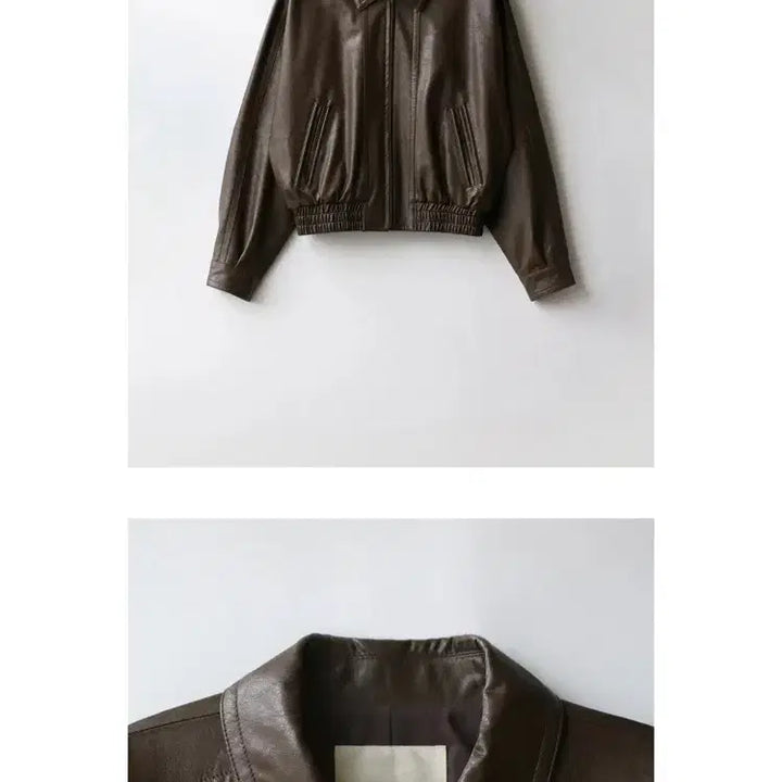 [BUNJANG] Nnee's Brown Leather Jacket / 앤니즈 브라운 레더자켓