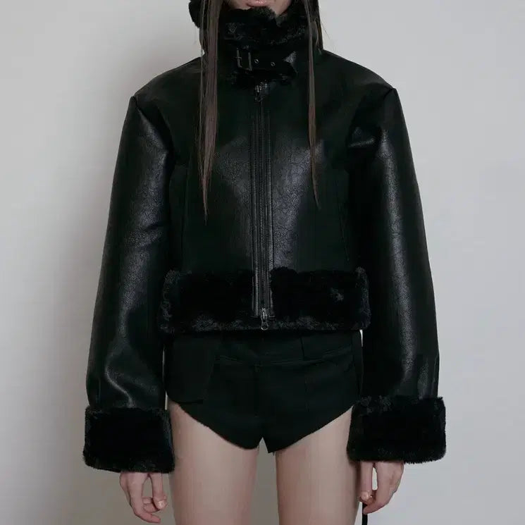 [BUNJANG] Bohemian Seoul High Neck Short Mouton Jacket / 보헤미안서울 하이넥 숏 무스탕 24fw