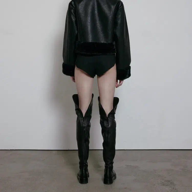 [BUNJANG] Bohemian Seoul High Neck Short Mouton Jacket / 보헤미안서울 하이넥 숏 무스탕 24fw