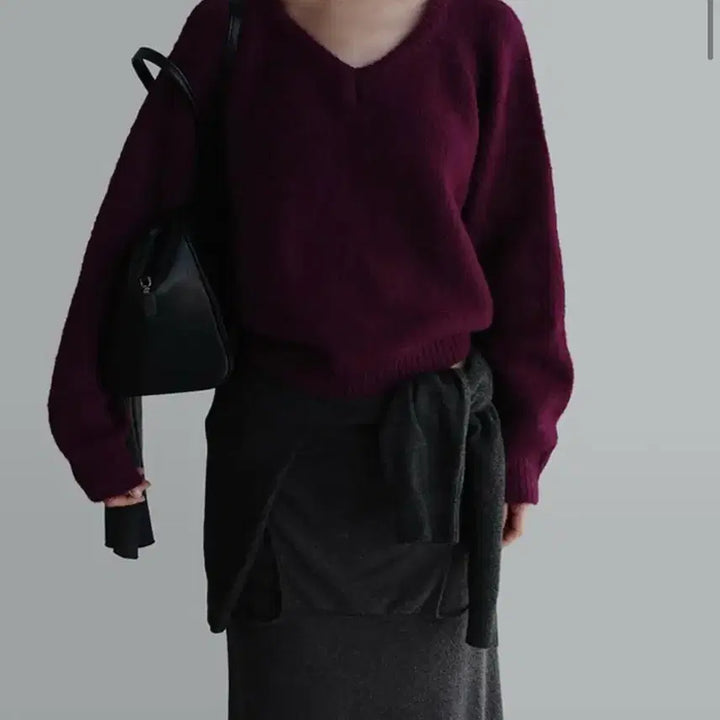 [BUNJANG] La Room Bonnie V-Neck Knit Top / 라룸 제작 보니 v니트 퍼플