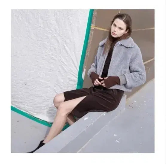 [BUNJANG] Gray Fleece Jacket / 그레이 뽀글이 자켓