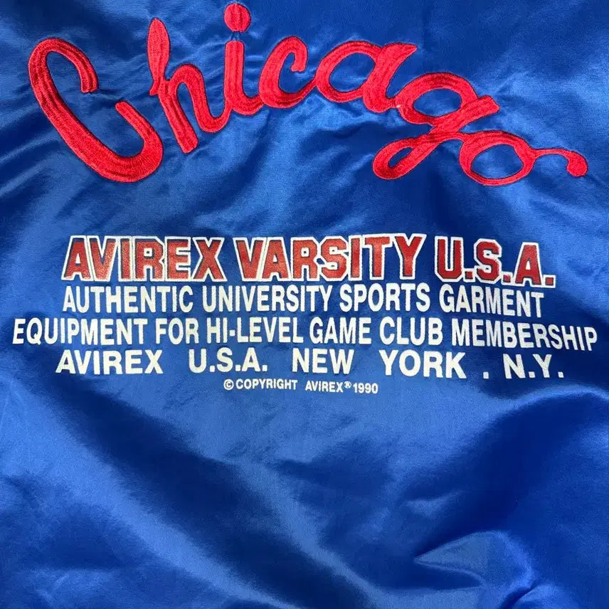 [BUNJANG] AVIREX USA 90s Satin Varsity Jacket / 빈티지 90s 아비렉스 AVIREX USA 사틴 바시티 자켓 L
