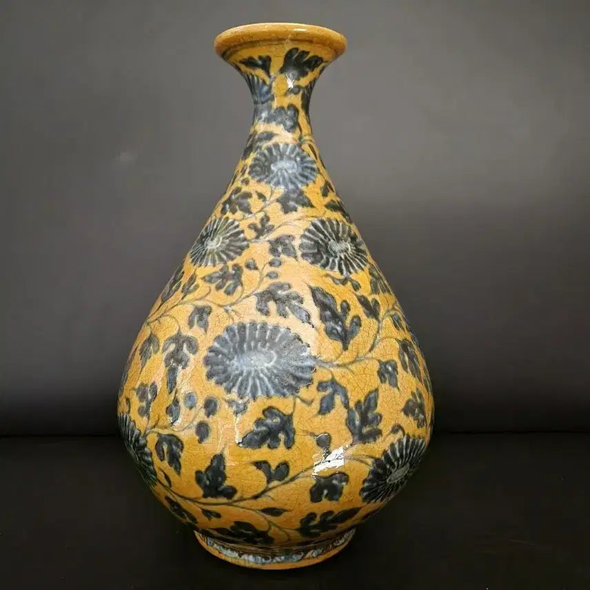 [SOLD OUT] 황지 국화 전지화훼문 옥호춘병 높이32cm 중국도자기
