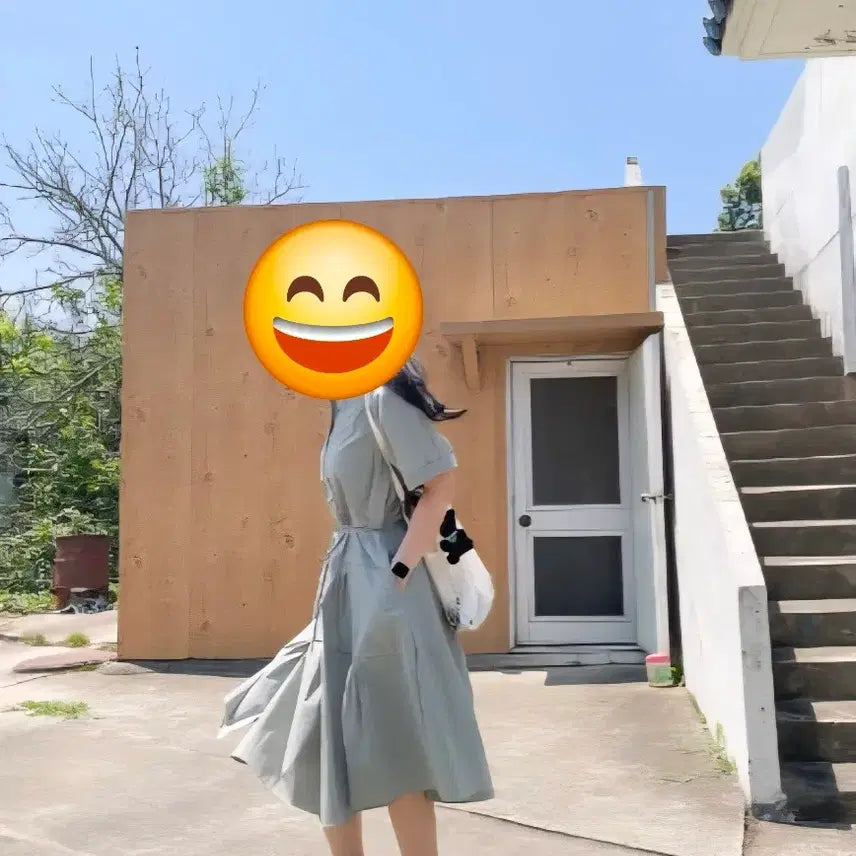 [BUNJANG] Unbranded Khaki Short-Sleeve Shirt Dress / 반팔 셔츠 원피스 카키