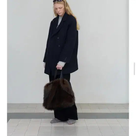 [BUNJANG] Poet Oversized Half Pea Coat Navy / 포에토 오버핏 하프 피코트 네이비