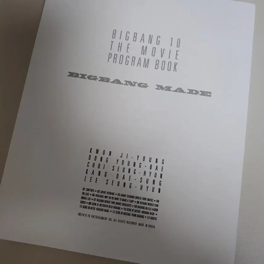 [BUNJANG] Bigbang MADE 10th Anniversary Movie Program Book / 빅뱅 MADE 10주년 영화 프로그램북