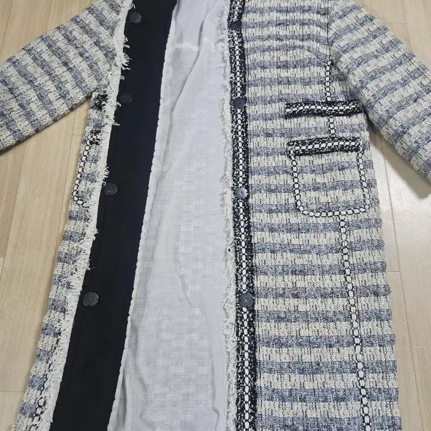 [BUNJANG] Mine Tweed Long Coat 7/6 / [MINE] 한섬 마인  트위드 칠부 롱코트 76