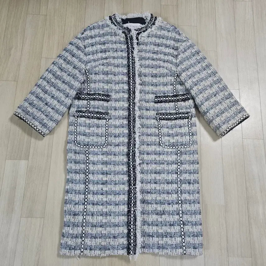 [BUNJANG] Mine Tweed Long Coat 7/6 / [MINE] 한섬 마인  트위드 칠부 롱코트 76