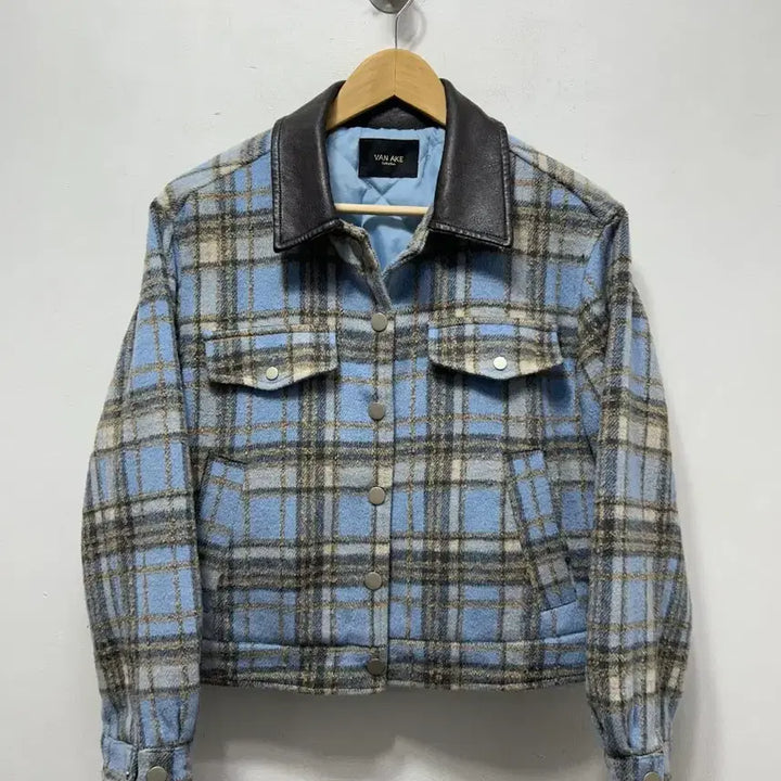 [BUNJANG] VAN AKE Checkered Short Jacket / VAN AKE 체크 숏 자켓 블루 누빔
