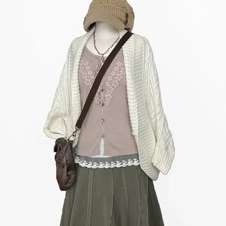 [SOLD OUT] 일본빈티지 콩단추 레이스라인 버튼업 긴팔티가디건 인디핑크 모리걸하구미룩