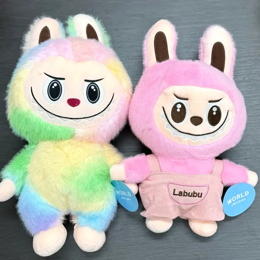 [BUNJANG] Lapupu 38cm Large Labubu Doll Bundle Set / [lapupu]38cm 대형 라부부 인형 핑크 & 무지개 일괄새상품