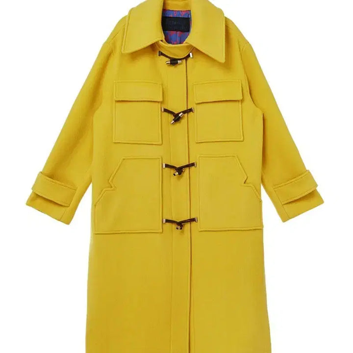 [BUNJANG] Lucky Chouette Yellow Toggle Long Coat / 럭키슈에뜨 옐로우 토글장식 롱코트