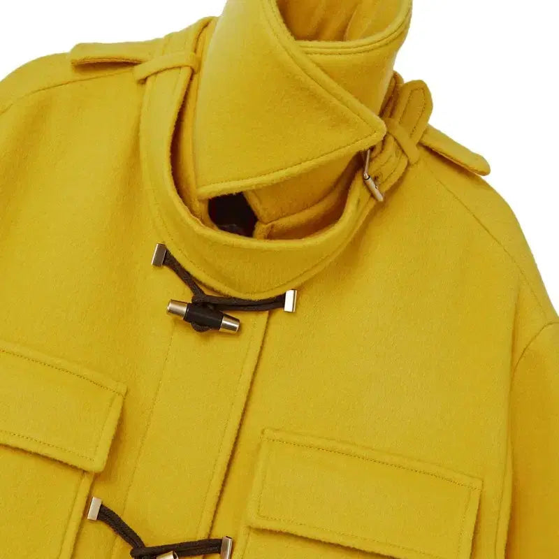 [BUNJANG] Lucky Chouette Yellow Toggle Long Coat / 럭키슈에뜨 옐로우 토글장식 롱코트