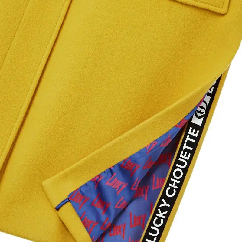 [BUNJANG] Lucky Chouette Yellow Toggle Long Coat / 럭키슈에뜨 옐로우 토글장식 롱코트