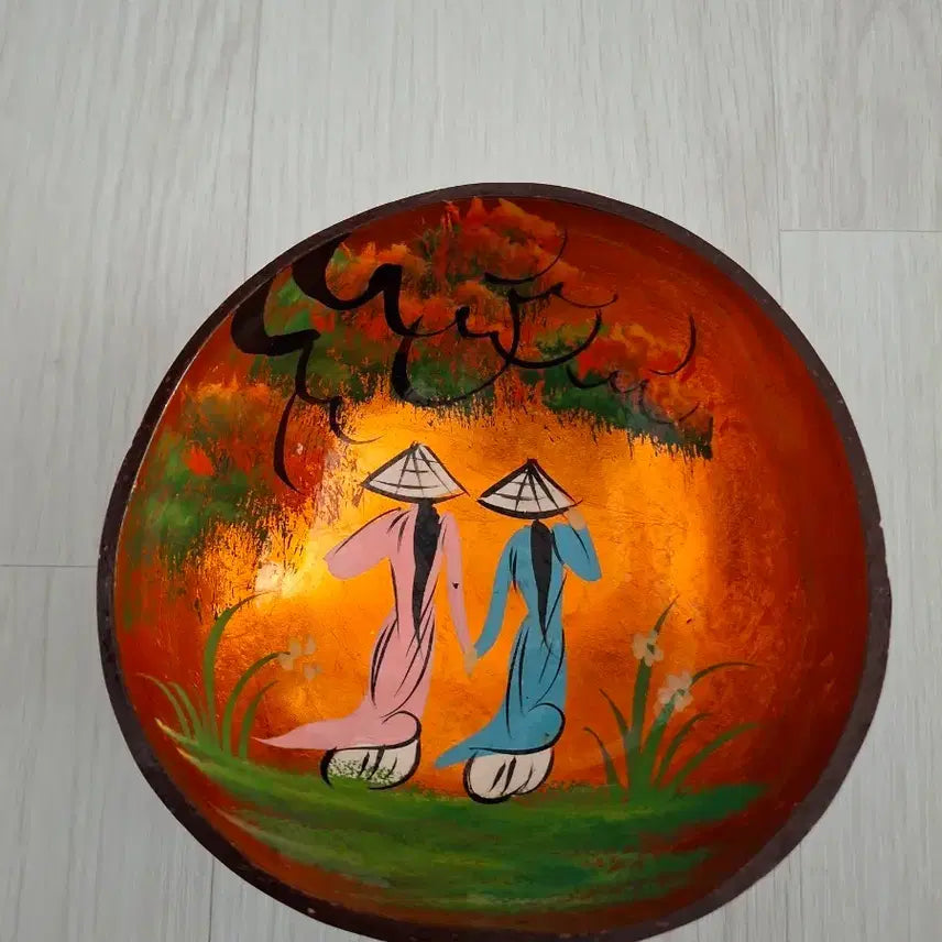 [BUNJANG] Vietnamese Coconut Shell Decorative Bowl / 코코넛 껍질 그림 장식 볼 베트남