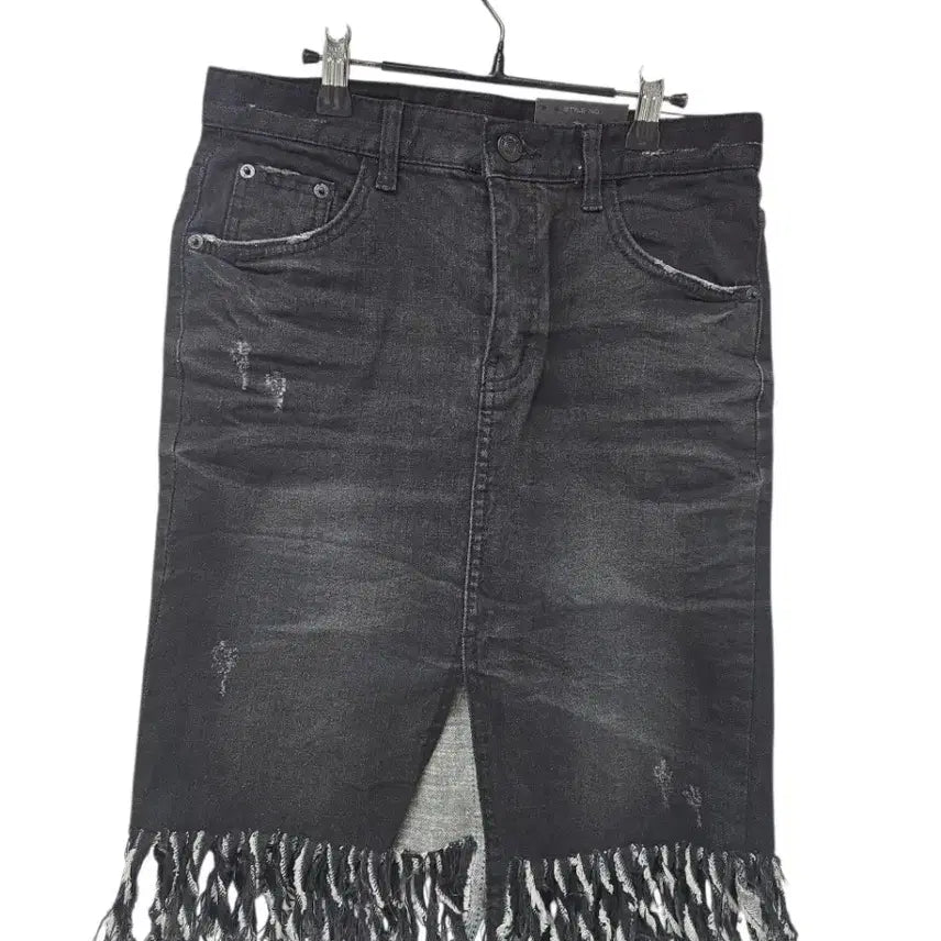 [BUNJANG] Black Denim Fringe Midi Skirt / 블랙 데님 프린지 미디 스커트 27