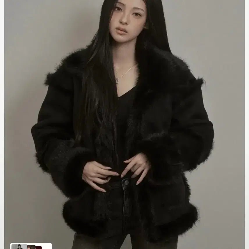 [BUNJANG] Khaki Point Black Mustang / 카키포인트 무스탕 블랙