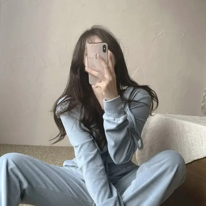 [BUNJANG] Hinic Velvet Tracksuit Set / [새상품] 히니크 자체제작 벨벳 트레이잉 셋업