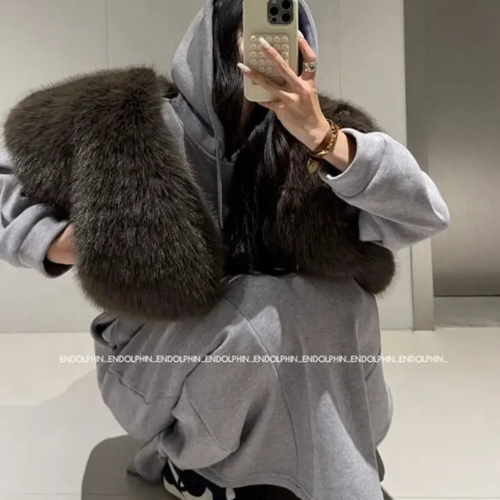 [BUNJANG] Mini Me Fur Vest (Khaki Brown) / 미니미 퍼 조끼(카키브라운 1장)