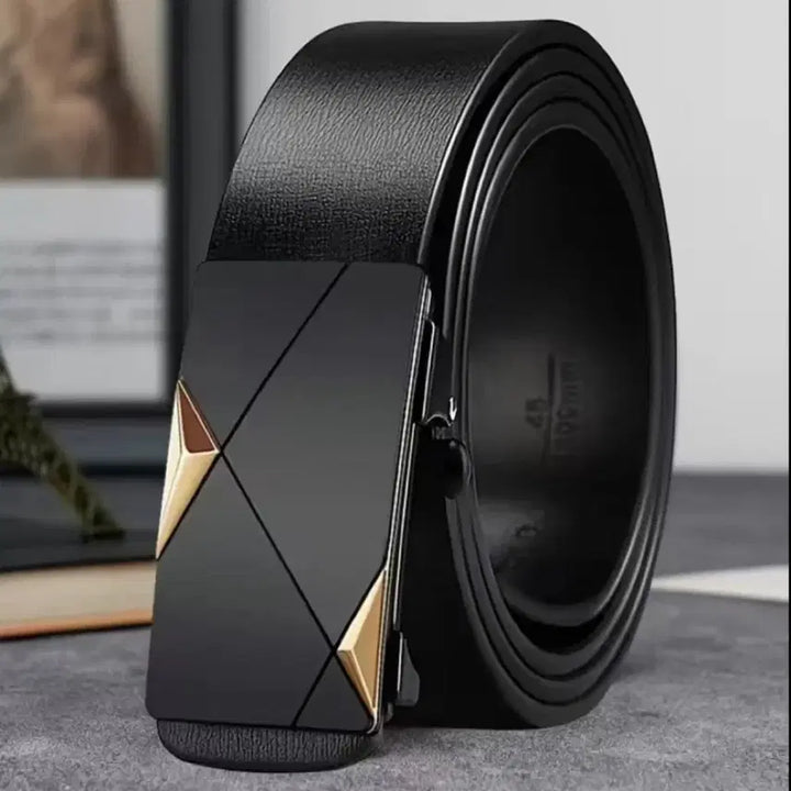 [BUNJANG] Leather Automatic Belt - Black / 새제품 남성용 가죽 자동벨트 블랙
