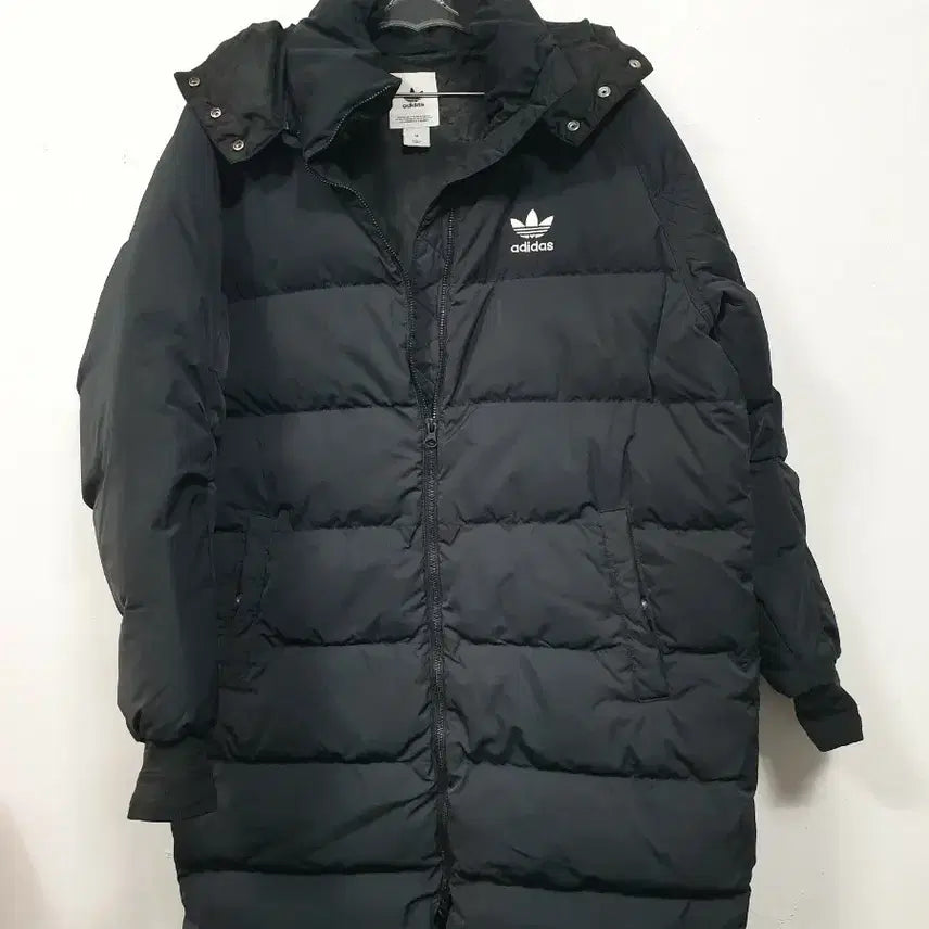 [BUNJANG] Adidas Black Long Bomber Duck Down Jacket (M) / 아디다스 검정색 롱 봄버 덕다운 자켓 오리털  M사이즈