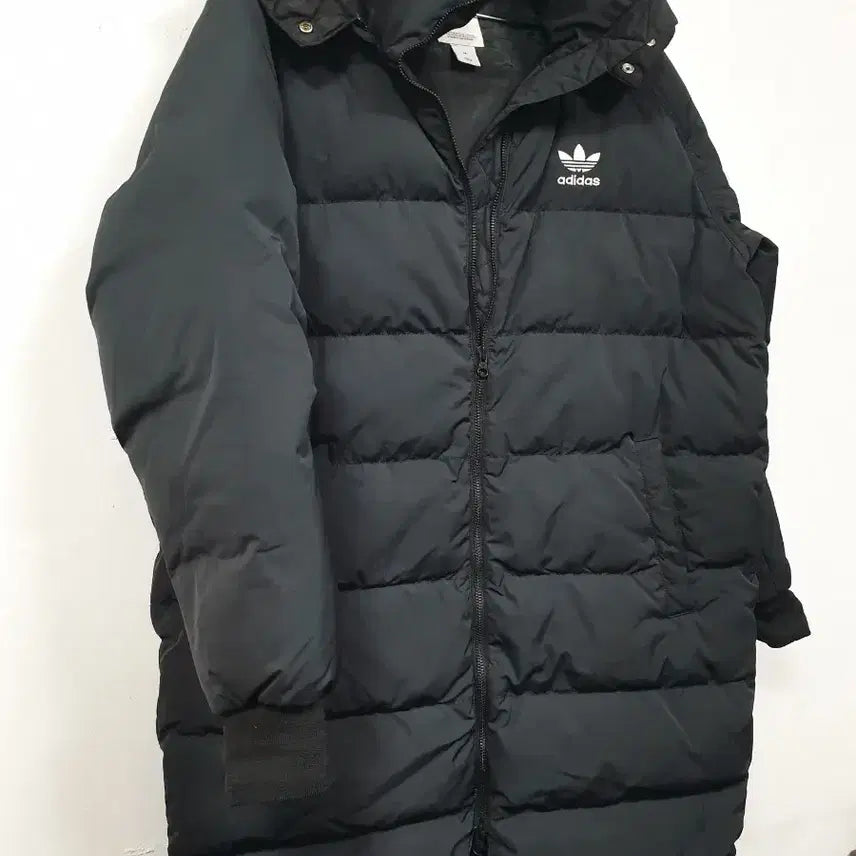 [BUNJANG] Adidas Black Long Bomber Duck Down Jacket (M) / 아디다스 검정색 롱 봄버 덕다운 자켓 오리털  M사이즈