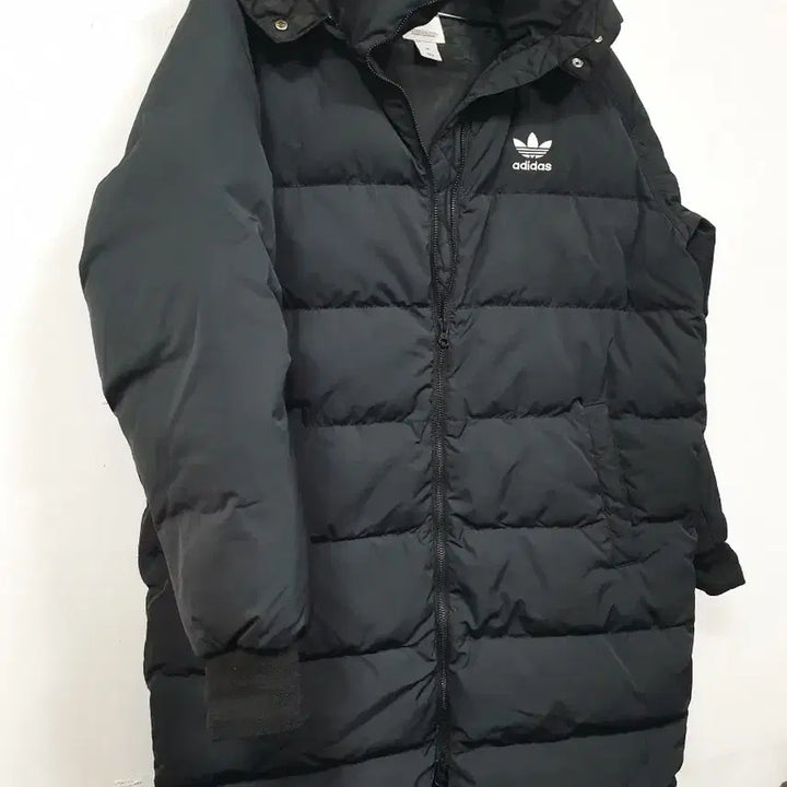 [BUNJANG] Adidas Black Long Bomber Duck Down Jacket (M) / 아디다스 검정색 롱 봄버 덕다운 자켓 오리털  M사이즈