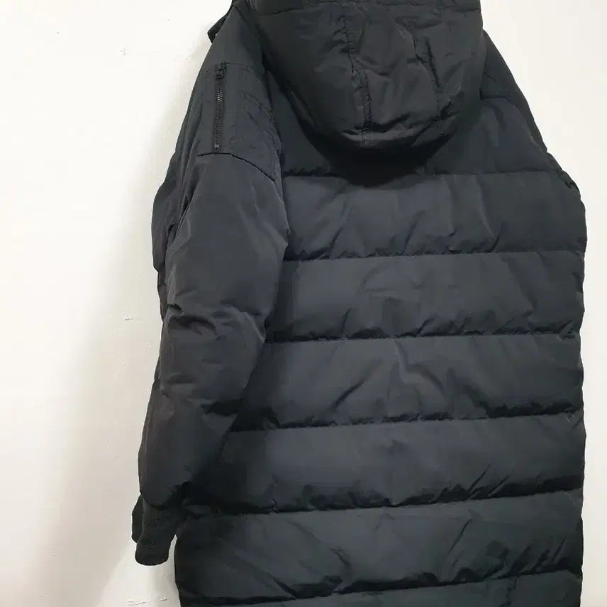 [BUNJANG] Adidas Black Long Bomber Duck Down Jacket (M) / 아디다스 검정색 롱 봄버 덕다운 자켓 오리털  M사이즈