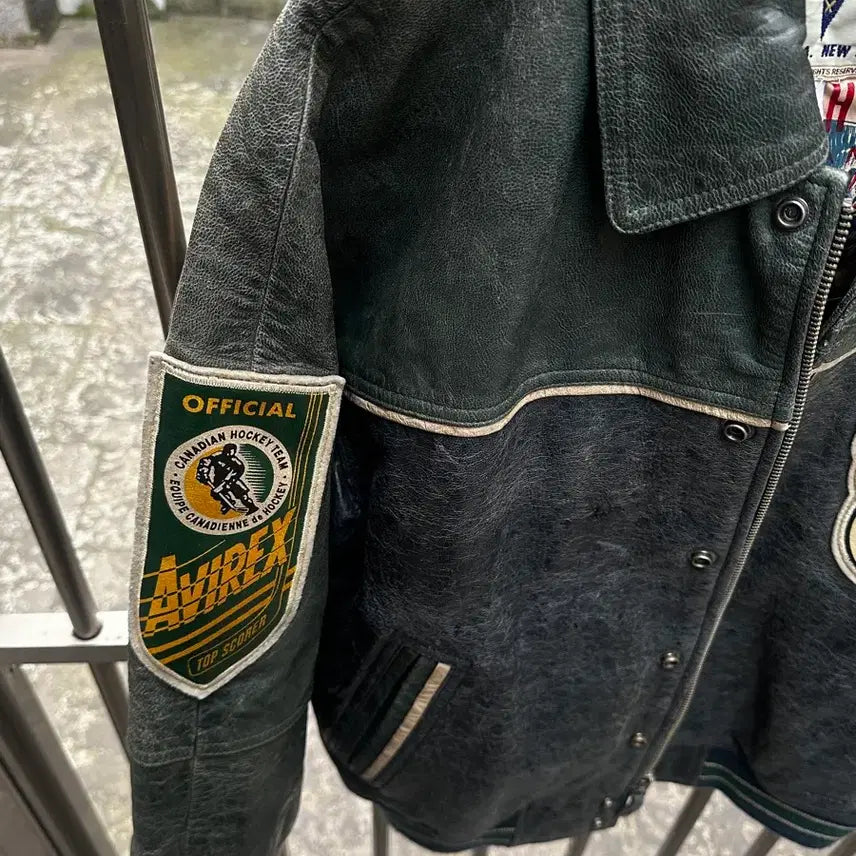 [SOLD OUT] 90s 아비렉스 avirex 캐나디언디비전 하키팀 레더 바시티 자켓