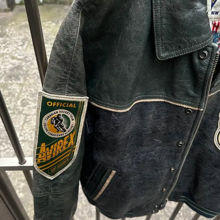 [SOLD OUT] 90s 아비렉스 avirex 캐나디언디비전 하키팀 레더 바시티 자켓
