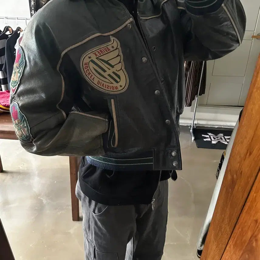 [SOLD OUT] 90s 아비렉스 avirex 캐나디언디비전 하키팀 레더 바시티 자켓