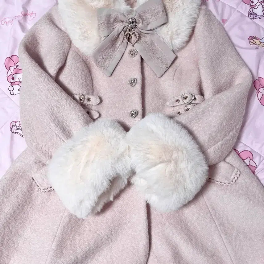 [BUNJANG] Liz Lisa Bijou Ribbon Mini A-line Coat Pink / 리즈리사 비쥬 리본 미니 a라인 코트 핑크 마즈 노에미 로지타 시허니