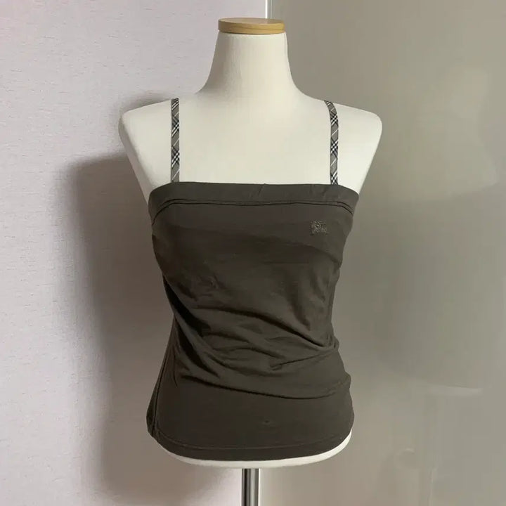 [BUNJANG] Burberry Blue Label Brown Tube Top / 버버리 블루라벨 브라운 나시(튜브탑 + 핑크체크끈) (38)