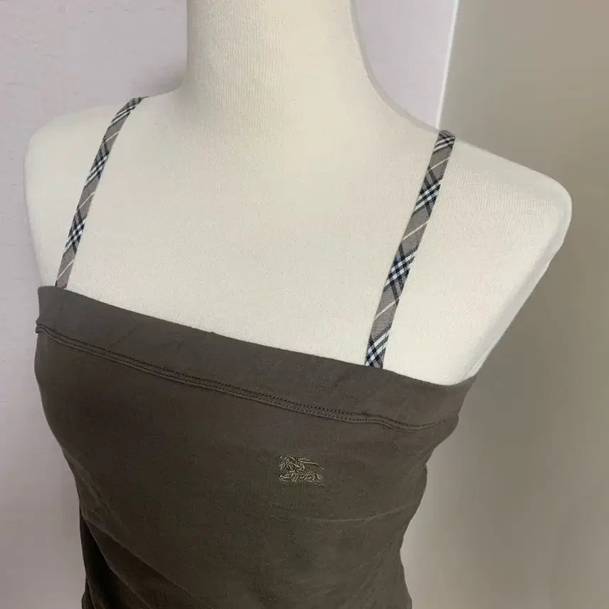 [BUNJANG] Burberry Blue Label Brown Tube Top / 버버리 블루라벨 브라운 나시(튜브탑 + 핑크체크끈) (38)