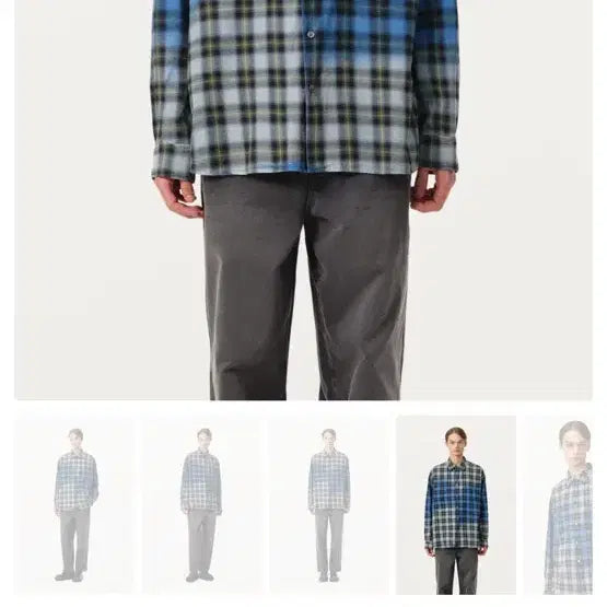 [SOLD OUT] 25새상품 솔리드옴므 블루 그라데이션 다잉 체크 셔츠