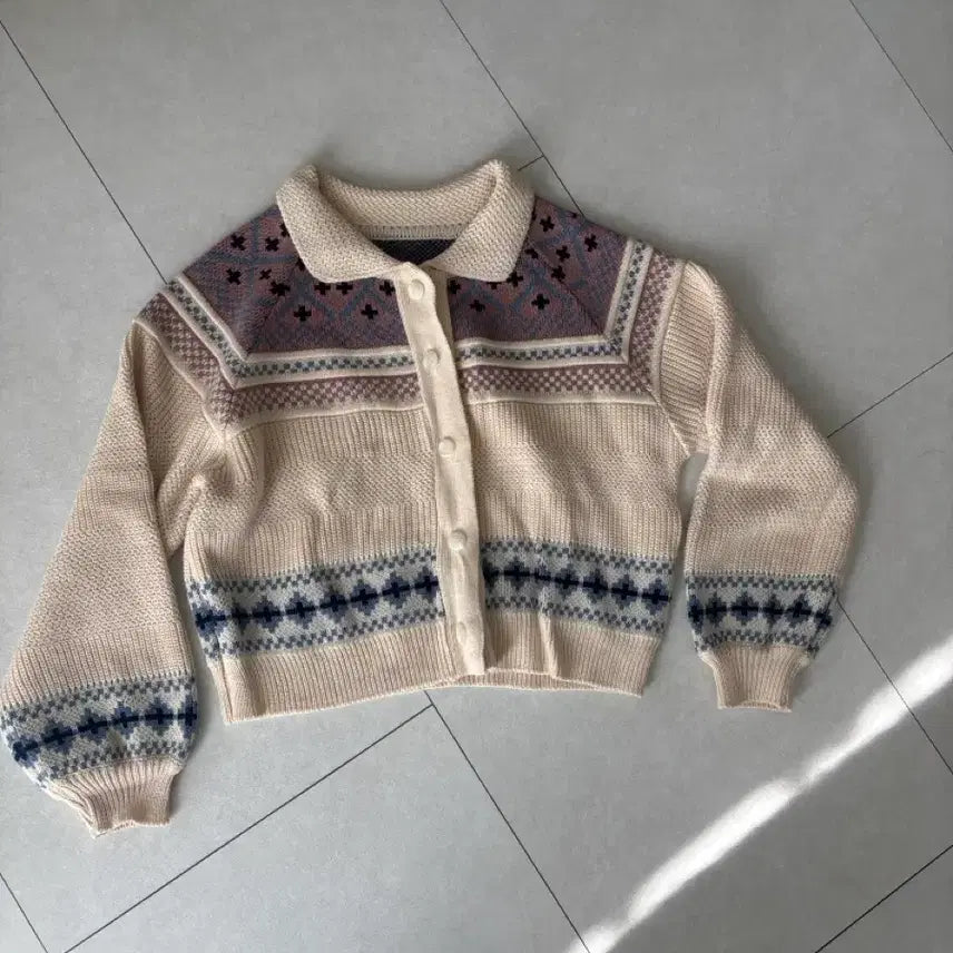 [BUNJANG] Nordic Pattern Knit Cardigan Ivory / 패턴 니트 노르딕가디건 아이보리