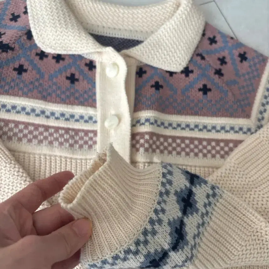 [BUNJANG] Nordic Pattern Knit Cardigan Ivory / 패턴 니트 노르딕가디건 아이보리