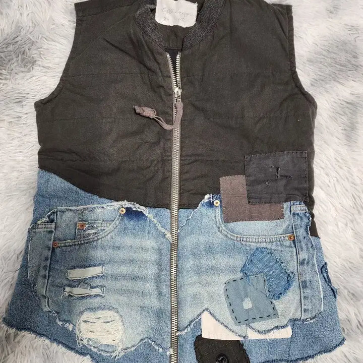 [BUNJANG] Greg Lauren Patchwork Denim Vest / 그렉 로렌(Greg Lauren)의 패치워크 데님 베스트 3사이즈