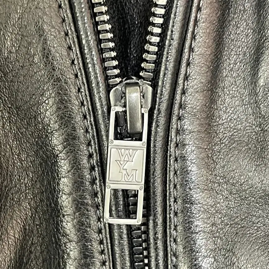 [BUNJANG] Wooyoungmi 24FW Leather Jacket / 우영미 블랙 밴딩 가죽 재킷 24FW 50사이즈