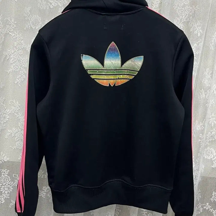 [BUNJANG] Adidas Vintage Pink Black Rainbow Track Top / 90) 아디다스 빈티지 핑크블랙 져지 레인보우 트랙탑