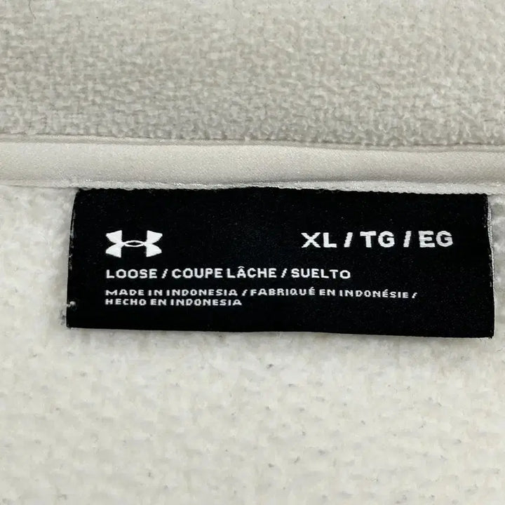 [BUNJANG] Under Armour Logo Loose White Fleece Jacket (XL) / 언더아머 로고 루즈 화이트 후리스 자켓 (XL)