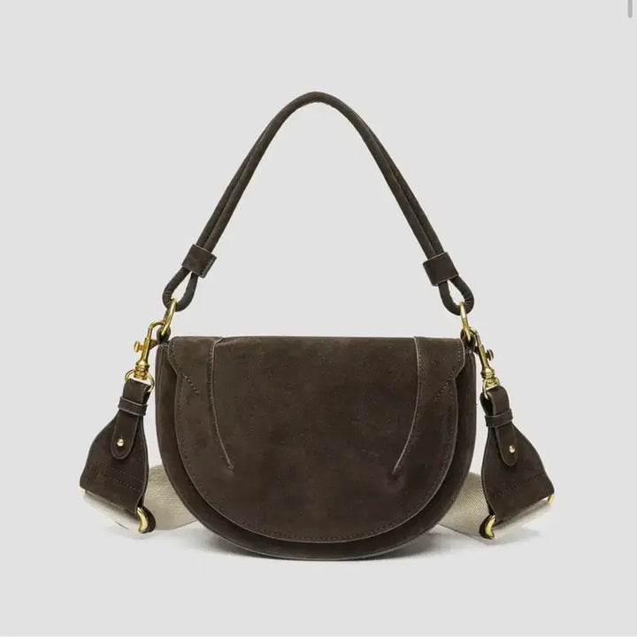 [BUNJANG] ZARA Suede Half Moon Crossbody Bag Brown / (ZARA여성 패션 핸드백 )스웨이드 반달 크로스백 브라운