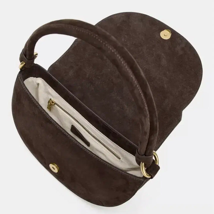 [BUNJANG] ZARA Suede Half Moon Crossbody Bag Brown / (ZARA여성 패션 핸드백 )스웨이드 반달 크로스백 브라운