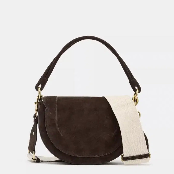 [BUNJANG] ZARA Suede Half Moon Crossbody Bag Brown / (ZARA여성 패션 핸드백 )스웨이드 반달 크로스백 브라운