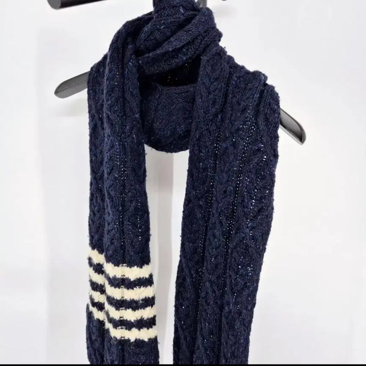 [BUNJANG] Thom Browne Navy Hoodie Scarf / [감정완료] 톰브라운 사선완장 후디 머플러 목도리 네이비