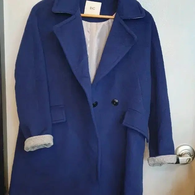 [BUNJANG] EnC Blue Wool Coat / EnC 넥라인 블루 모직 코트M사이즈