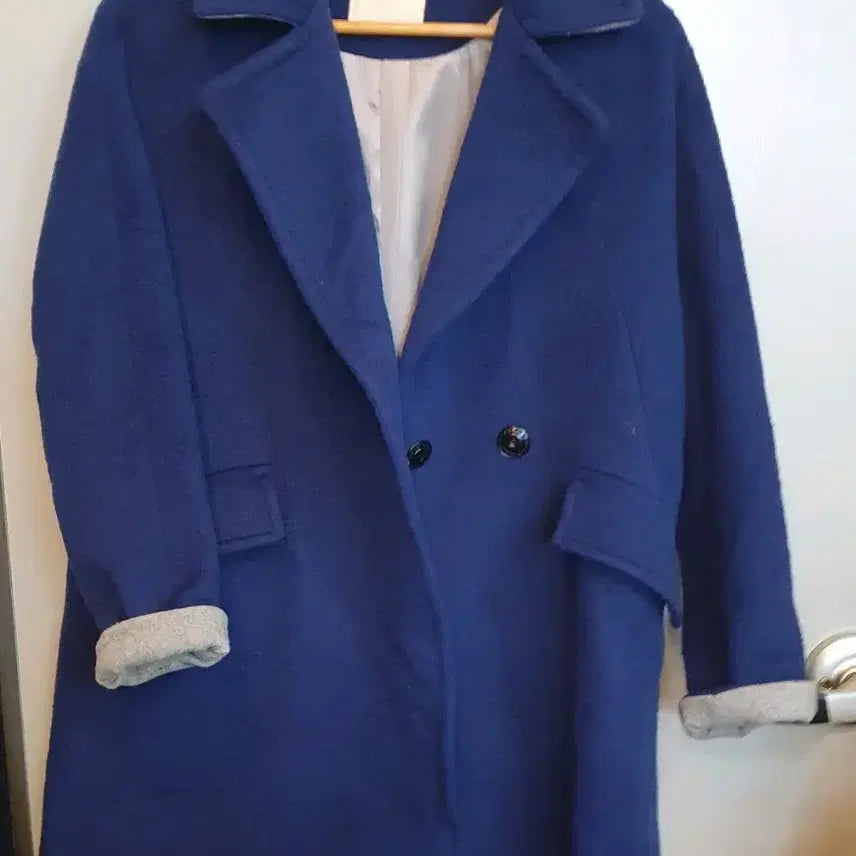 [BUNJANG] EnC Blue Wool Coat / EnC 넥라인 블루 모직 코트M사이즈
