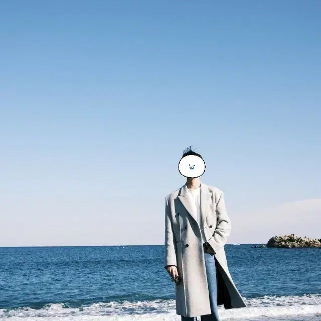 [BUNJANG] stu Melange Gray Double Coat / stu  더블 코트 멜란지 그레이 L사이즈