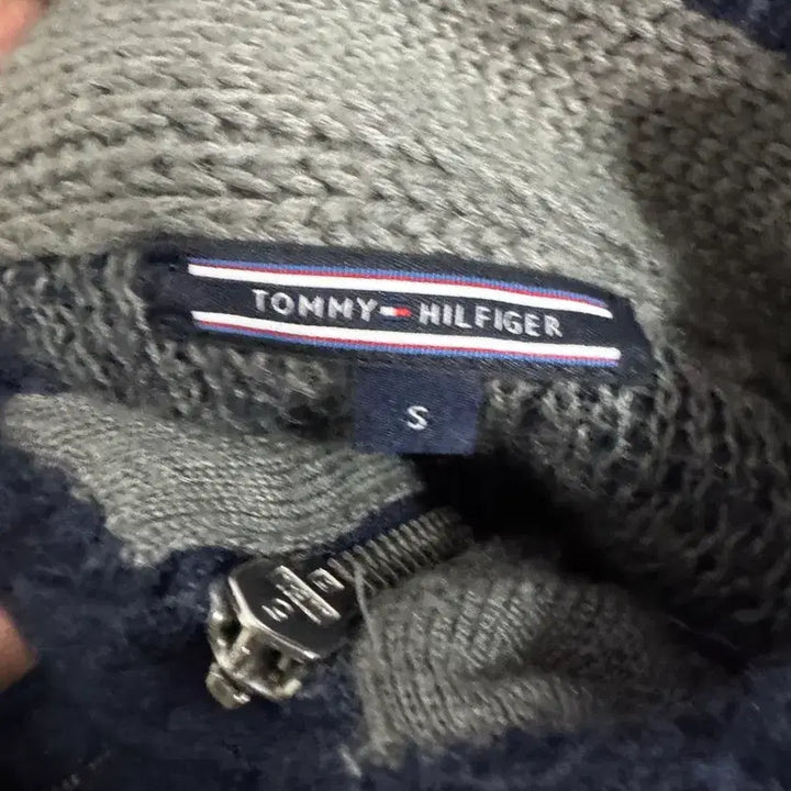 [BUNJANG] Tommy Hilfiger Knit Long Zip-Up Navy S / 여성 타미힐피거 부클 니트 롱 집업 네이비 s
